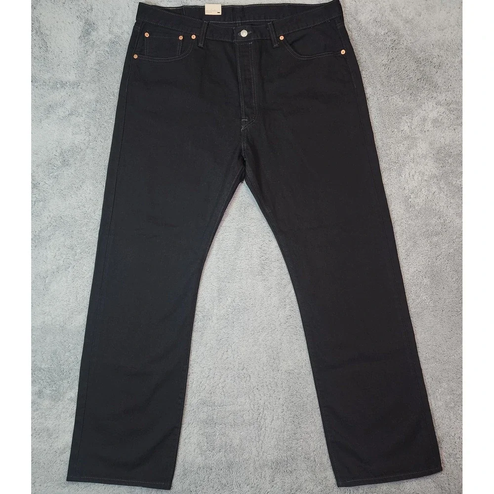 Levis 501 Button Fly Jeans Mens 40x32 Black Original Fit Denim Casual Cotton NWT